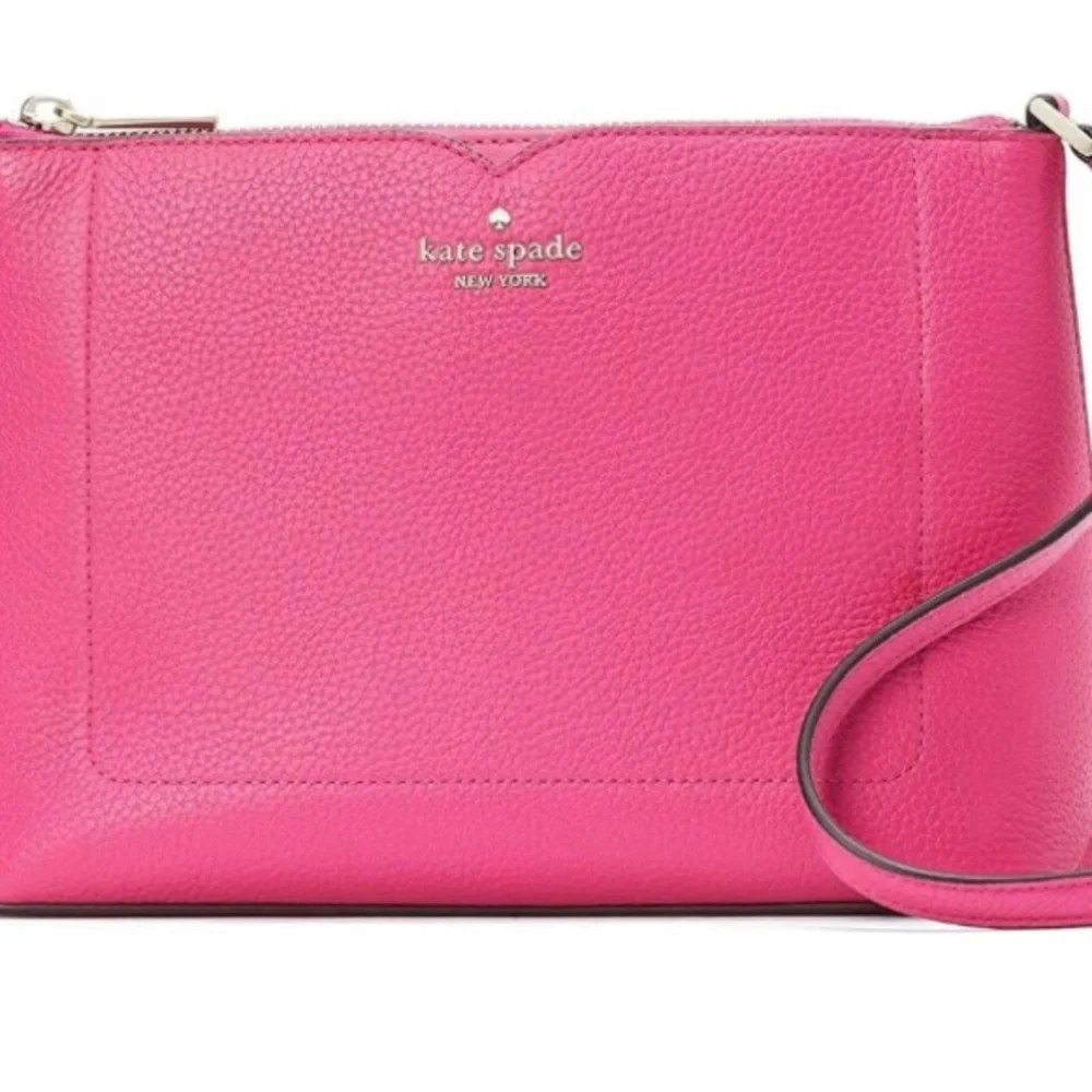 🩷Kate Spade Harlow Crossbody Pink Hibiscus Pebbled Leather - Picture 3 of 11